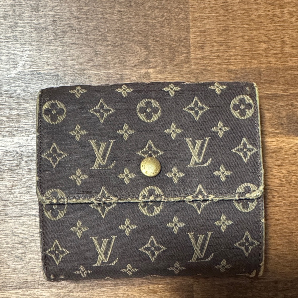 Louis Vuitton Brown Denim Mini Lin Compact Wallet